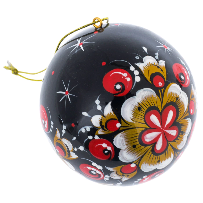 New Year's set of Christmas toys in a music box, Khokhloma
