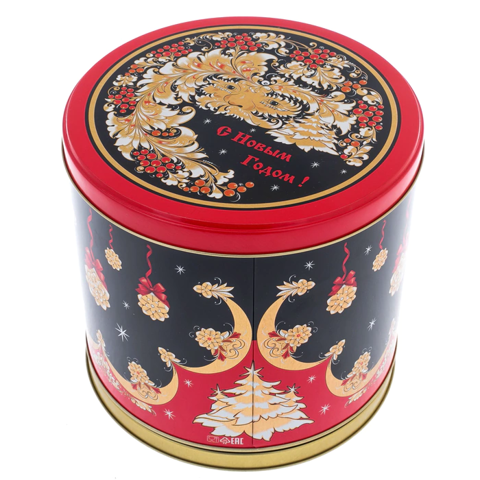 New Year's set of Christmas toys in a music box, Khokhloma