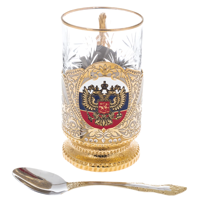 Cup holder "Coat of Arms of the Russian Federation. Tricolor with enamel, Zlatoust