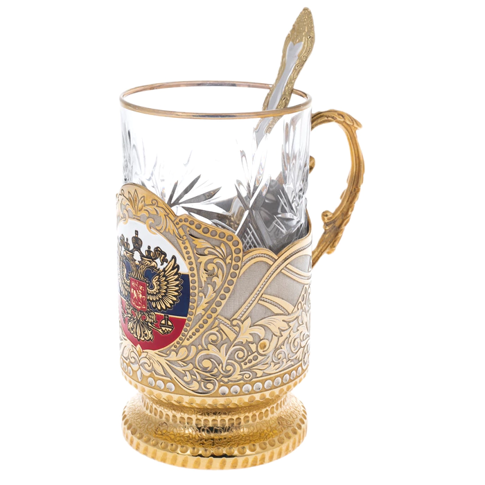 Cup holder "Coat of Arms of the Russian Federation. Tricolor with enamel, Zlatoust