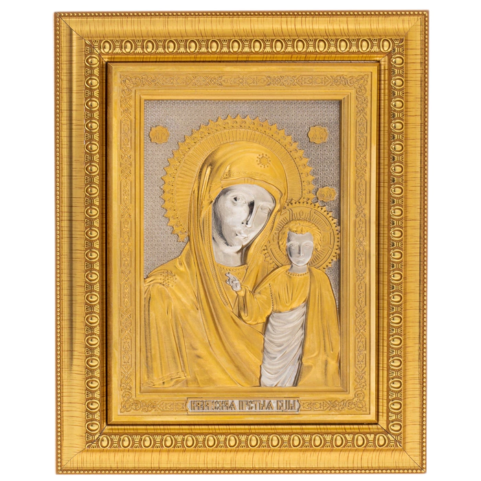 Icon in electroplating technique "Kazan Mother of God" Zlatoust