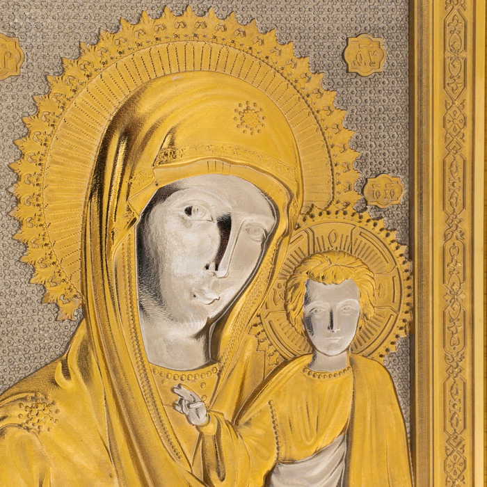 Icon in electroplating technique "Kazan Mother of God" Zlatoust