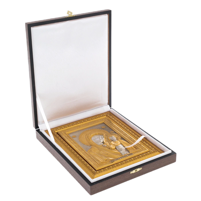 Icon in electroplating technique "Kazan Mother of God" Zlatoust