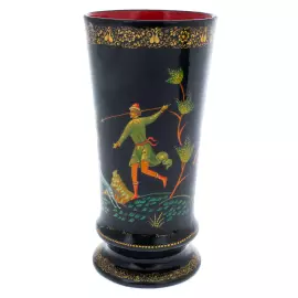 Набор подарочный "Охота" со шкатулкой и вазой, Кондаков П., Палех