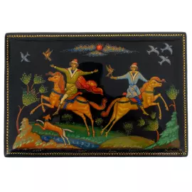 Набор подарочный "Охота" со шкатулкой и вазой, Кондаков П., Палех