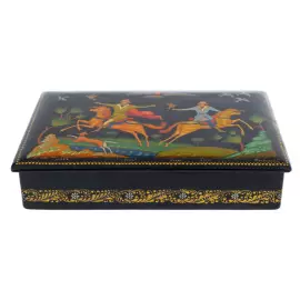 Набор подарочный "Охота" со шкатулкой и вазой, Кондаков П., Палех