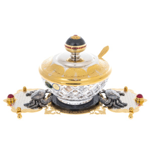 Caviar bowl on a stand "Crabs" Zlatoust