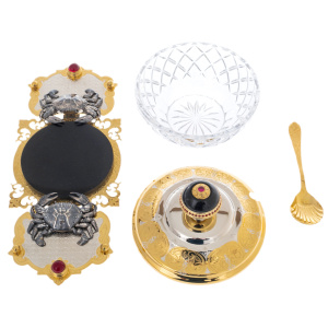 Caviar bowl on a stand "Crabs" Zlatoust