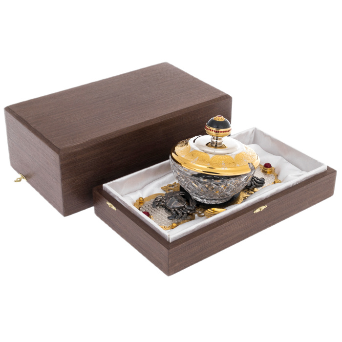 Caviar bowl on a stand "Crabs" Zlatoust
