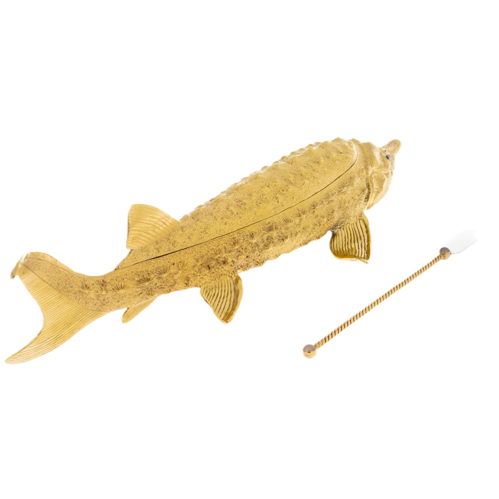 Caviar bowl "Sturgeon" with gilding