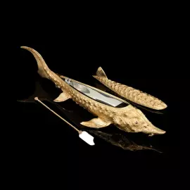 Caviar bowl "Sturgeon" with gilding