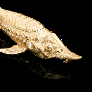 Caviar bowl "Sturgeon" with gilding