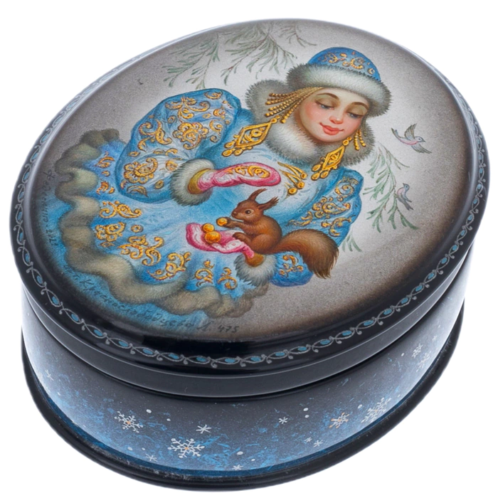 Шкатулка "Снегурочка" Краснослободцева, Федоскино