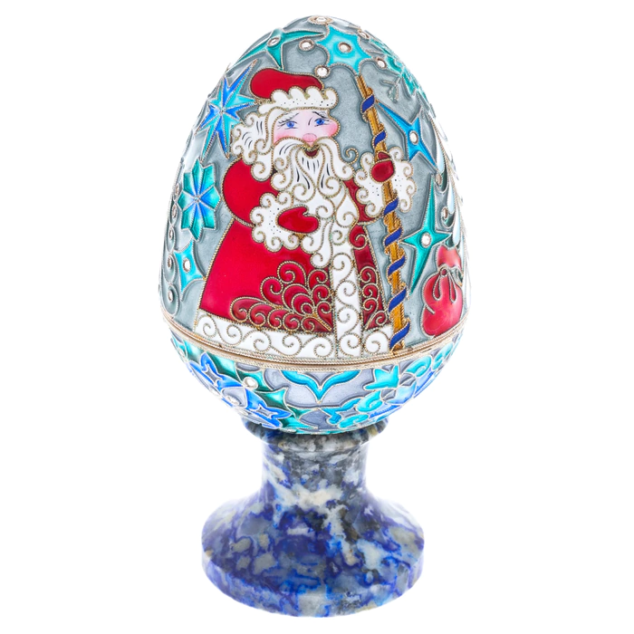 Egg-box "Santa Claus" (silver, enamel)