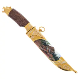 Нож подарочный "Тигр в лесу" с эмалями, Златоуст Нож подарочный "Тигр в лесу" с эмалями, Златоуст