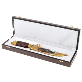 Нож подарочный "Тигр в лесу" с эмалями, Златоуст Нож подарочный "Тигр в лесу" с эмалями, Златоуст