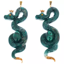 Set of Christmas tree toys with malachite "Snake" collection "Stories", 2 pcs.