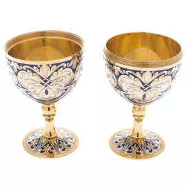 Набор яйцо-рюмка для напитков "Цветок" на 2 персоны, Златоуст