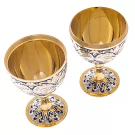 Набор яйцо-рюмка для напитков "Цветок" на 2 персоны, Златоуст