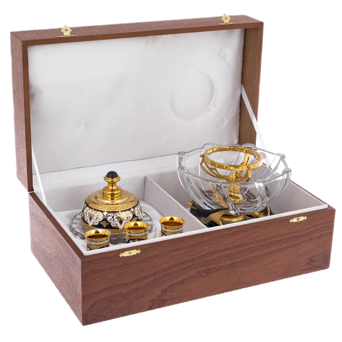 Poseidon caviar set with glasses, for 3 persons, Zlatoust