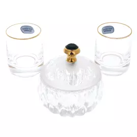 Икорный набор на агате "В гостях у сказки" со стопками, на 2 персоны, Златоуст