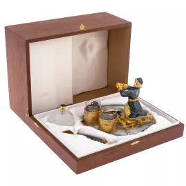 Икорный набор на агате "В гостях у сказки" со стопками, на 2 персоны, Златоуст