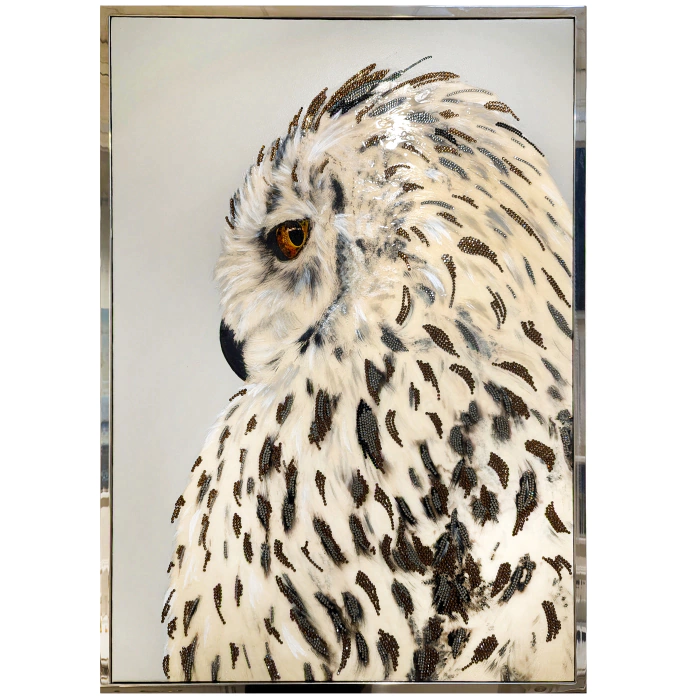 Author's mirror and jewelry panel "Polar Owl"