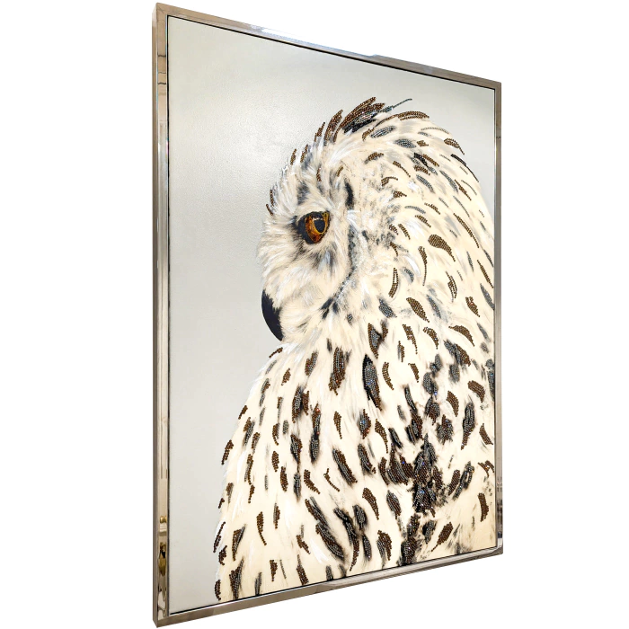 Author's mirror and jewelry panel "Polar Owl"