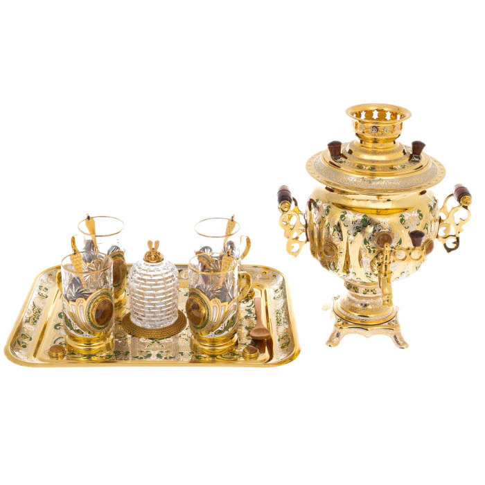 Honey tea set with samovar, for 4 persons, Zlatoust