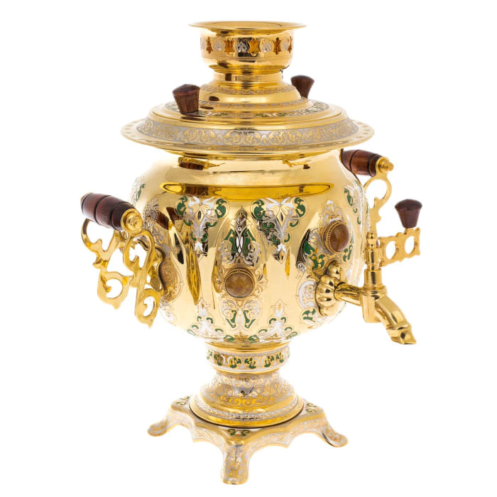 Honey tea set with samovar, for 4 persons, Zlatoust