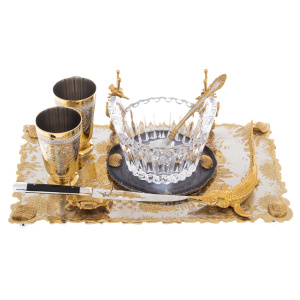 Caviar bowl with a vase "Catch" for 2 persons, Zlatoust