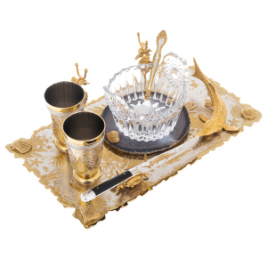 Caviar bowl with a vase "Catch" for 2 persons, Zlatoust