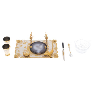 Caviar bowl with a vase "Catch" for 2 persons, Zlatoust