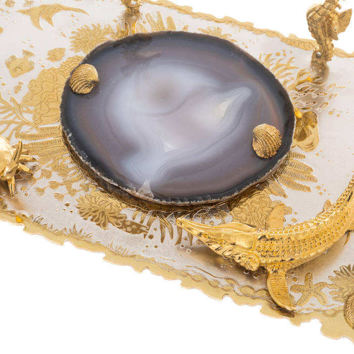 Caviar bowl with a vase "Catch" for 2 persons, Zlatoust
