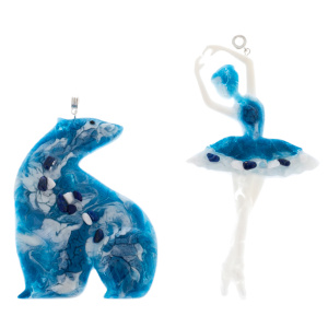 Set of Christmas tree toys from jewelry resin "Bear and ballerina" collection "Stories", 2 pcs.