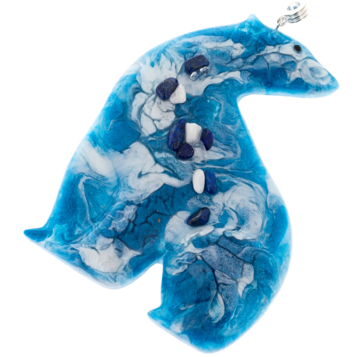 Set of Christmas tree toys from jewelry resin "Bear and ballerina" collection "Stories", 2 pcs.
