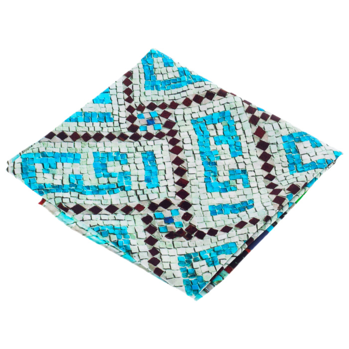 Silk handkerchief "Persian ornaments" blue border