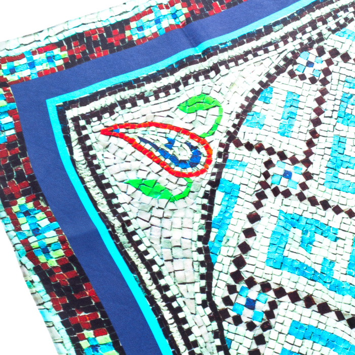 Silk handkerchief "Persian ornaments" blue border