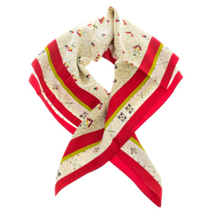 Silk handkerchief "Ornaments" on a dark red field