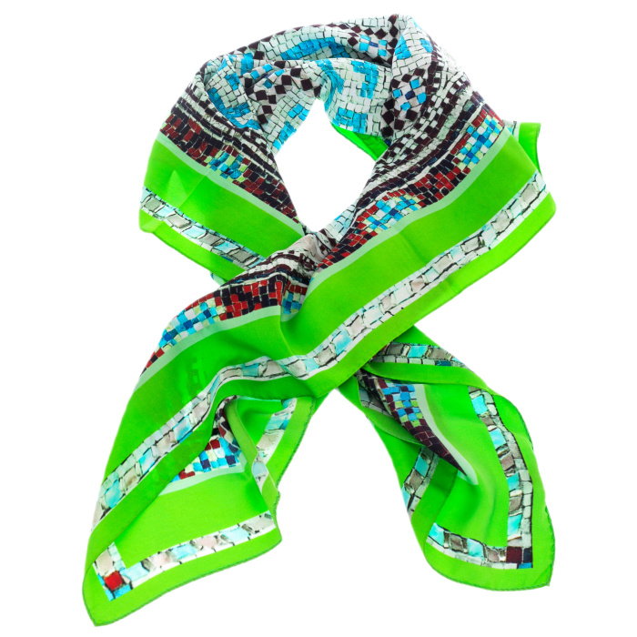Silk handkerchief "Persian ornaments" green border