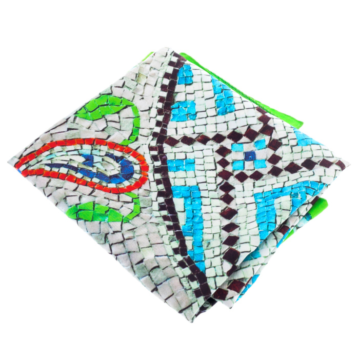 Silk handkerchief "Persian ornaments" green border