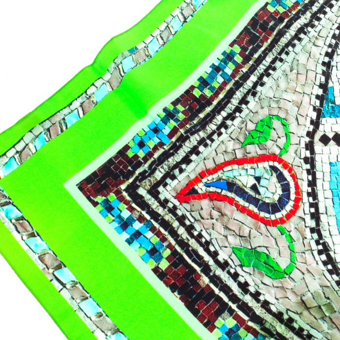 Silk handkerchief "Persian ornaments" green border