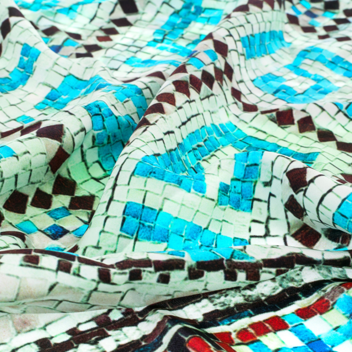 Silk handkerchief "Persian ornaments" green border