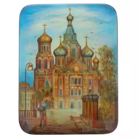 Шкатулка "Спас на крови" большая, Комяков, Холуй