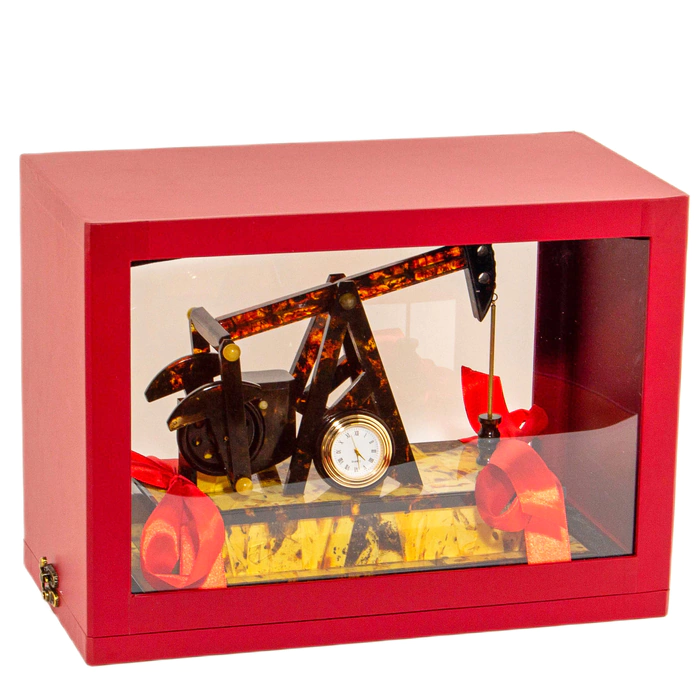 Amber table clock "Oil rig"
