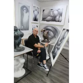 The author's painting "With an axe for a mosquito"