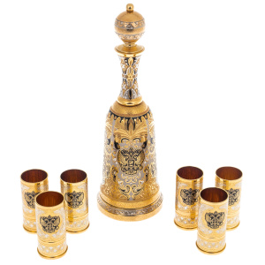 Vodka set "Coat of Arms of the Russian Federation" for 6 persons, Zlatoust