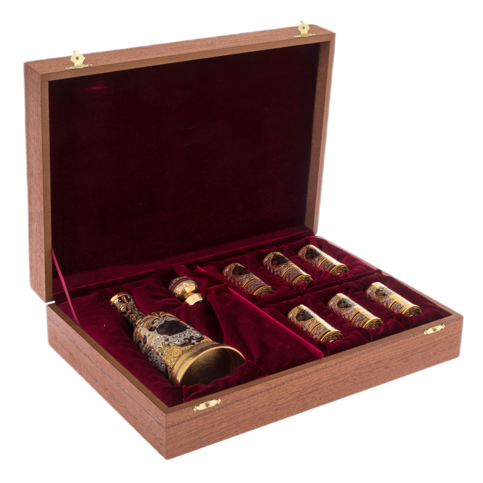 Vodka set "Coat of Arms of the Russian Federation" for 6 persons, Zlatoust