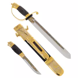 Тесак и нож "Охота на оленя" в ножнах, Златоуст