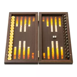 Нарды из мореного дуба, ореха и янтаря "Геометрия"